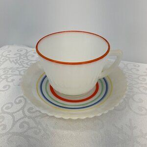 MacBeth-Evans Monax Petalware cup and saucer Rainbow